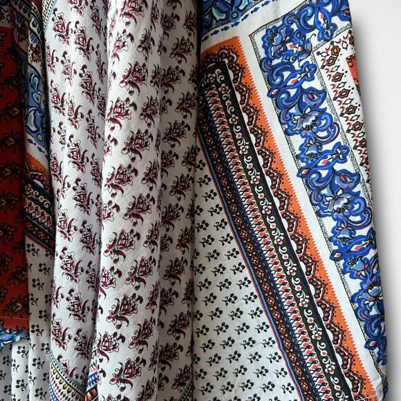 American Rag Cie Boho Patchwork Halter Spaghetti Strap Scarf Swing Dress Size XL - Picture 9 of 12